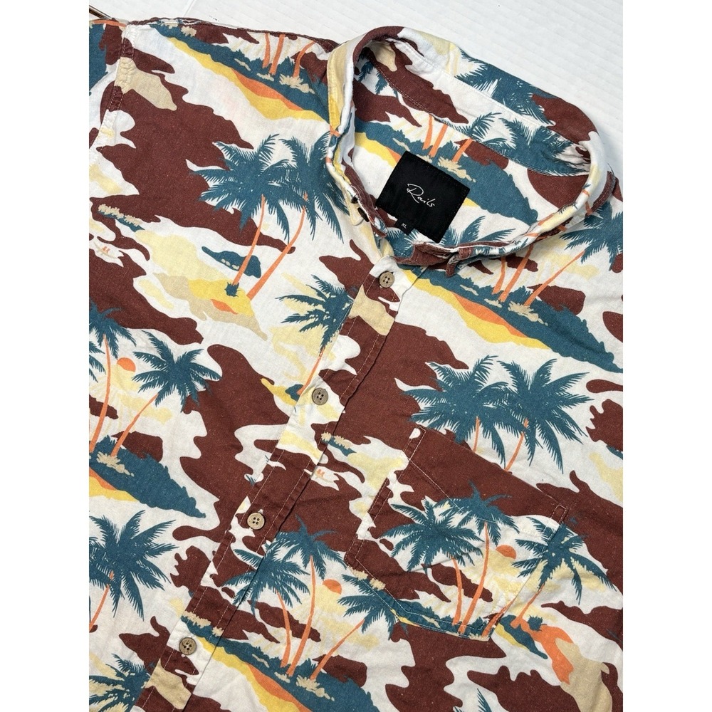 Rails Tropical Palm Island Print Short Sleeve Button Up Shirt XL Hawaiian Beach